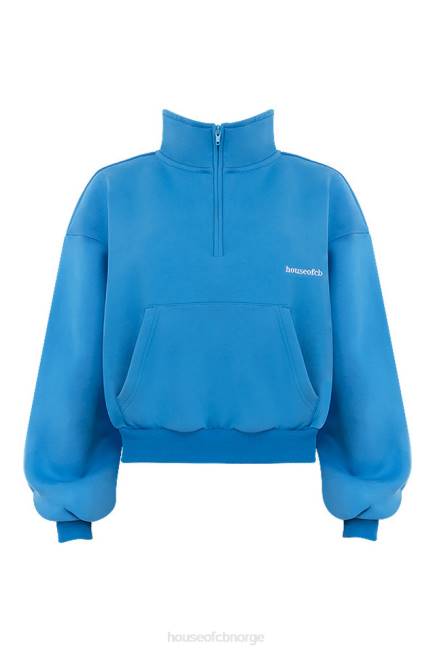 klær mitch blue cropped zip front sweatshirt House of CB J6RL790