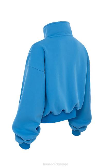 klær mitch blue cropped zip front sweatshirt House of CB J6RL790