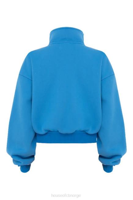 klær mitch blue cropped zip front sweatshirt House of CB J6RL790