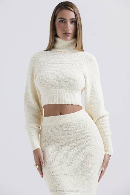 klær nyala krem ​​myk boucle strikket cropped genser House of CB J6RL660