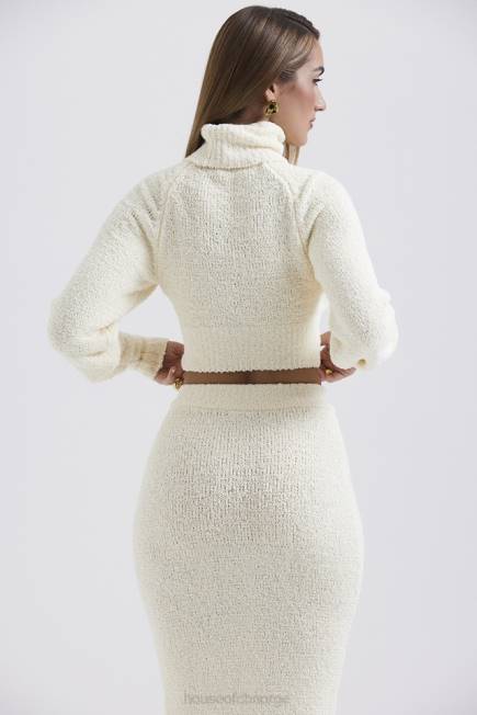 klær nyala krem ​​myk boucle strikket cropped genser House of CB J6RL660