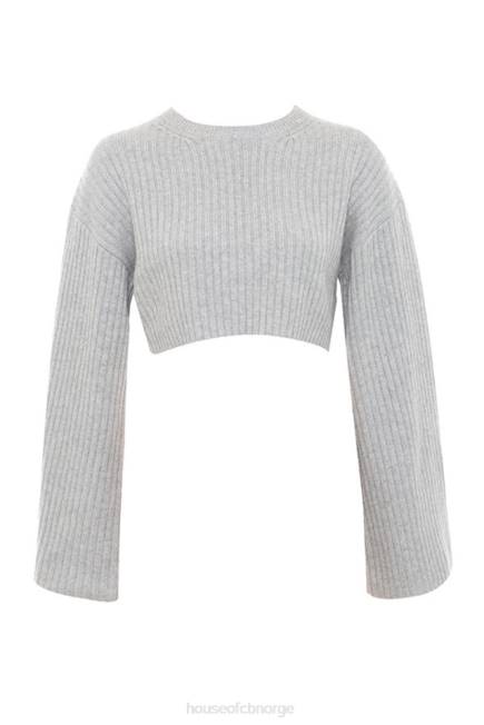 klær shana grey oversized crop ribbet genser House of CB J6RL771