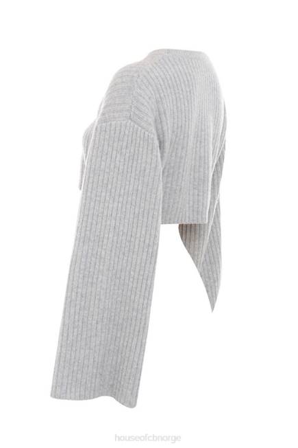klær shana grey oversized crop ribbet genser House of CB J6RL771