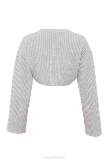 klær shana grey oversized crop ribbet genser House of CB J6RL771