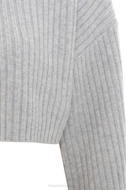klær shana grey oversized crop ribbet genser House of CB J6RL771