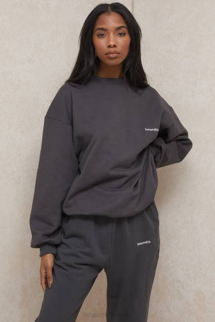 klær tommy charcoal oversized genser med rund hals House of CB J6RL801