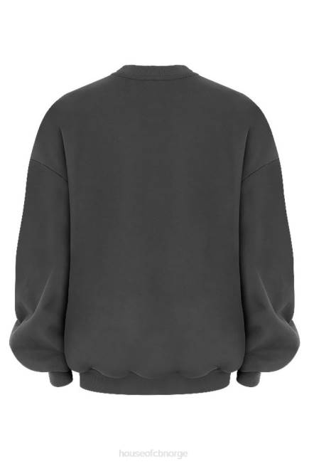 klær tommy charcoal oversized genser med rund hals House of CB J6RL801