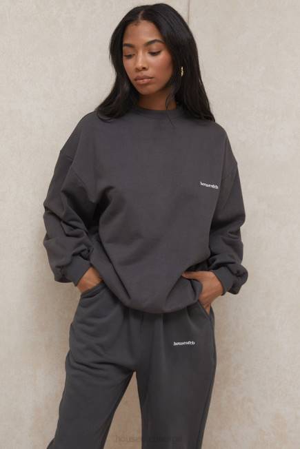 klær tommy charcoal oversized genser med rund hals House of CB J6RL801