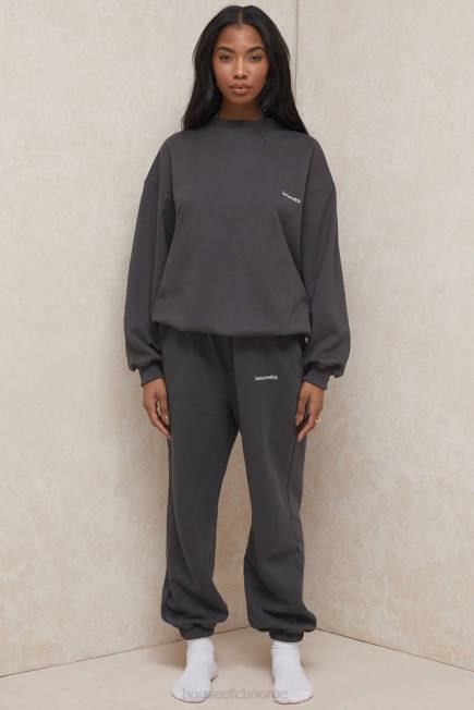 klær tommy charcoal oversized genser med rund hals House of CB J6RL801