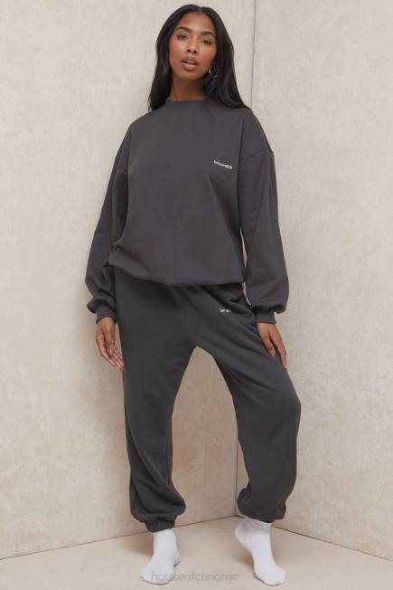 klær tommy charcoal oversized genser med rund hals House of CB J6RL801
