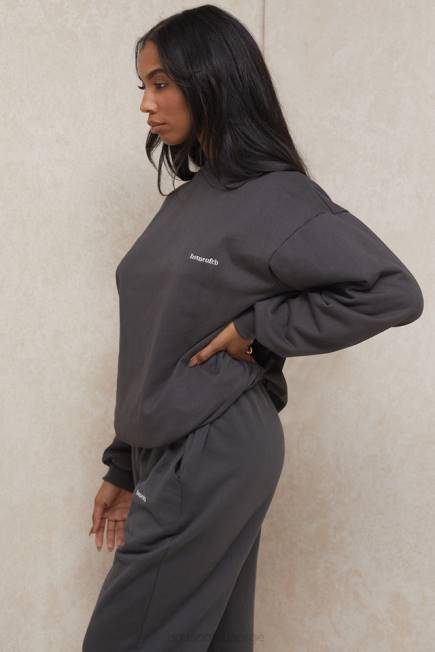 klær tommy charcoal oversized genser med rund hals House of CB J6RL801