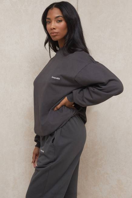 klær tommy charcoal oversized genser med rund hals House of CB J6RL801