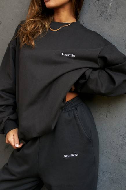 klær tommy charcoal oversized genser med rund hals House of CB J6RL801