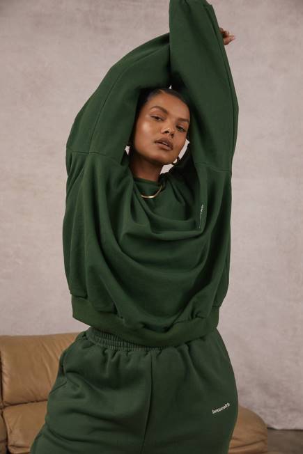klær tommy grønn oversized sweatshirt med rund hals House of CB J6RL798