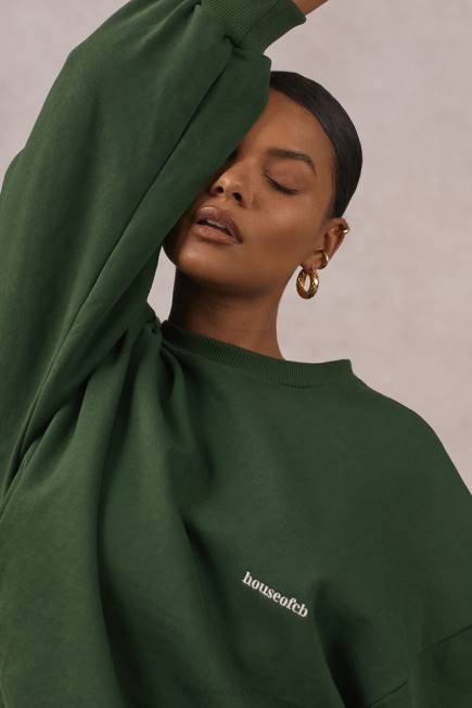 klær tommy grønn oversized sweatshirt med rund hals House of CB J6RL798