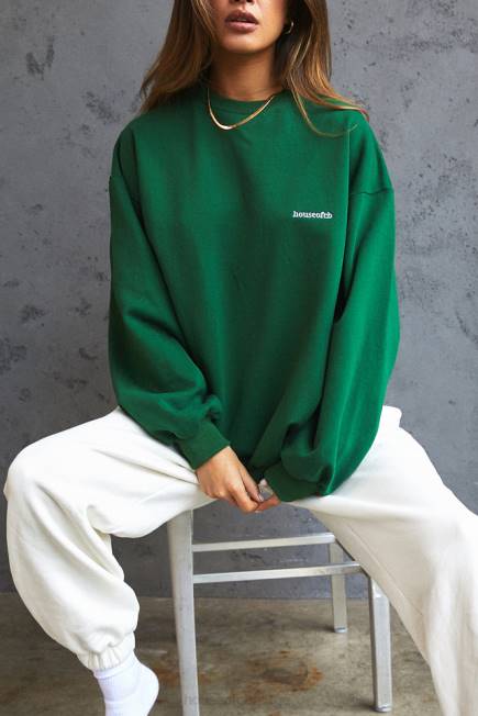 klær tommy grønn oversized sweatshirt med rund hals House of CB J6RL798