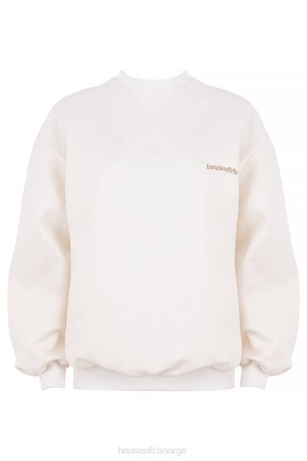klær tommy off white oversized genser med rund hals House of CB J6RL799