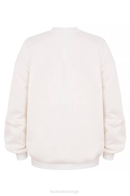 klær tommy off white oversized genser med rund hals House of CB J6RL799