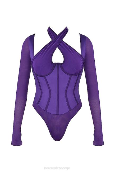 klær angharad grape halterneck korsett bodysuit House of CB J6RL74