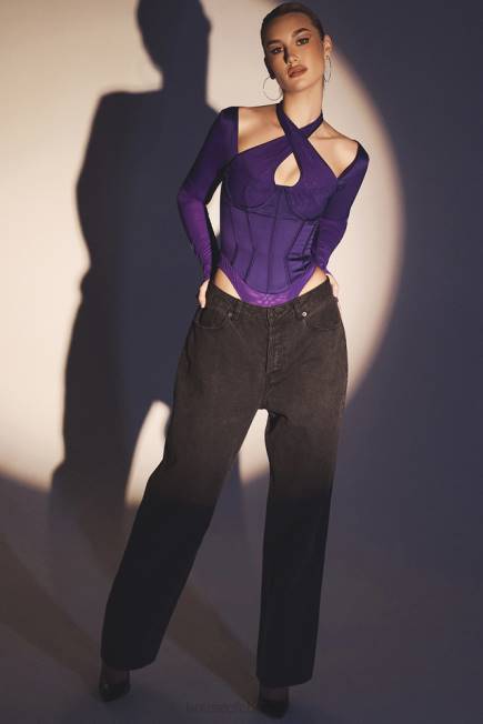 klær angharad grape halterneck korsett bodysuit House of CB J6RL74