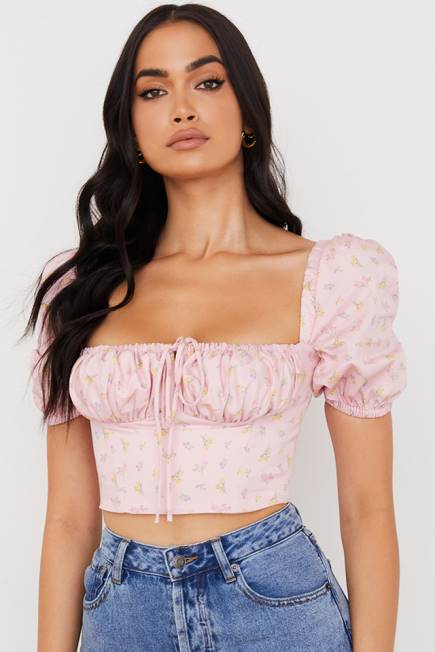 klær arianna rosa floral puff sleeve korsett House of CB J6RL87