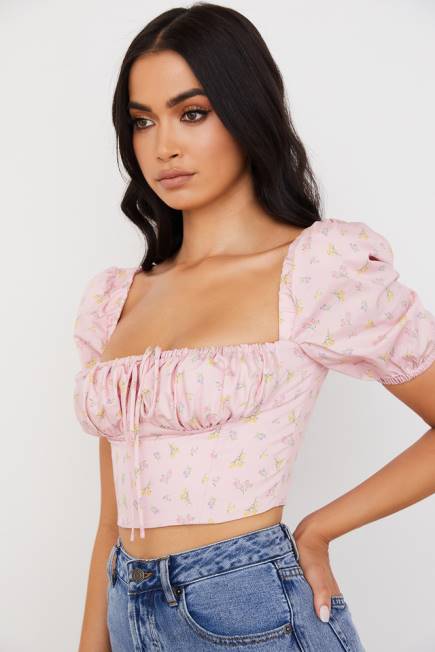 klær arianna rosa floral puff sleeve korsett House of CB J6RL87