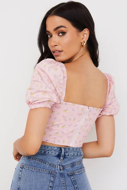 klær arianna rosa floral puff sleeve korsett House of CB J6RL87
