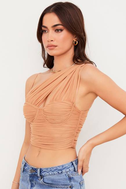 klær eliana beige korsett med rynket mesh House of CB J6RL78