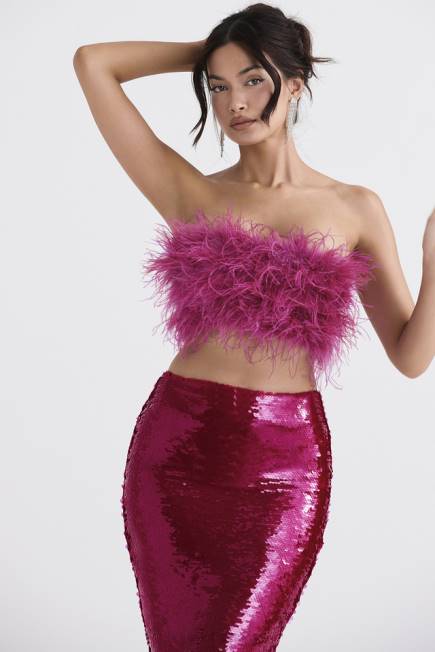 klær fenella varm rosa trimmet bandeau House of CB J6RL698
