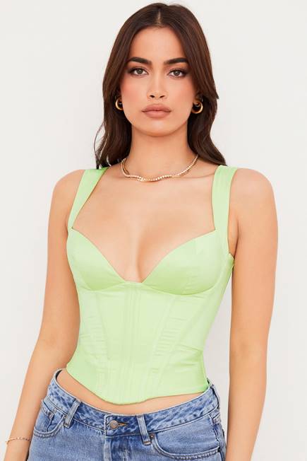 klær liberty lime sateng korsett House of CB J6RL79