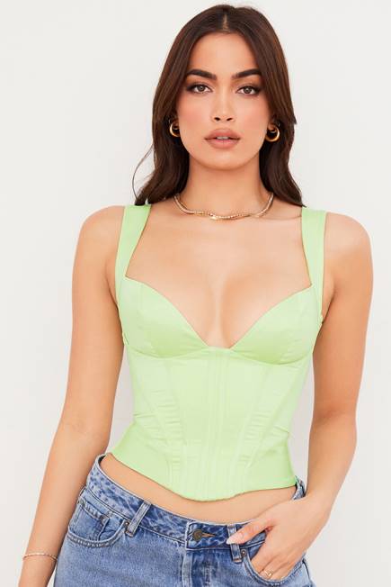 klær liberty lime sateng korsett House of CB J6RL79