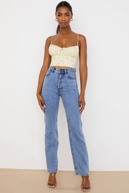 klær lilibeth sitron floral rynket bustier topp House of CB J6RL88