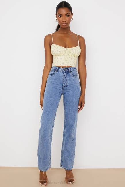 klær lilibeth sitron floral rynket bustier topp House of CB J6RL88