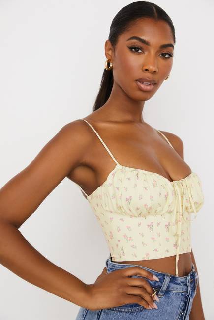 klær lilibeth sitron floral rynket bustier topp House of CB J6RL88