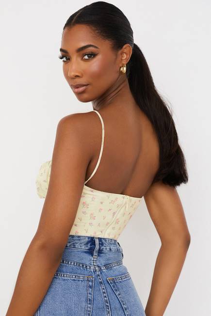 klær lilibeth sitron floral rynket bustier topp House of CB J6RL88