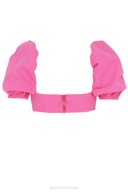 klær lisette rosa lin puff sleeve korsett topp House of CB J6RL103