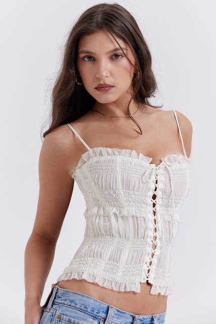 klær lula ivory paljett plissering korsett House of CB J6RL25