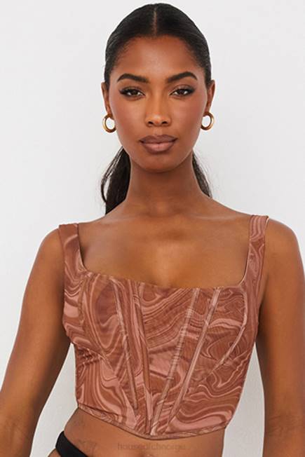 klær ninetta swirl print mesh korsett House of CB J6RL86