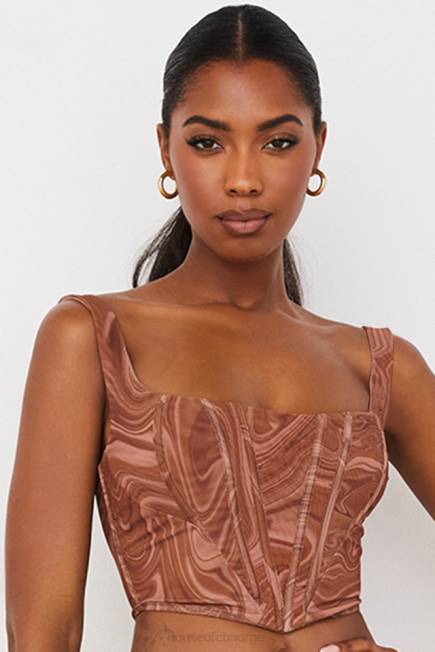 klær ninetta swirl print mesh korsett House of CB J6RL86