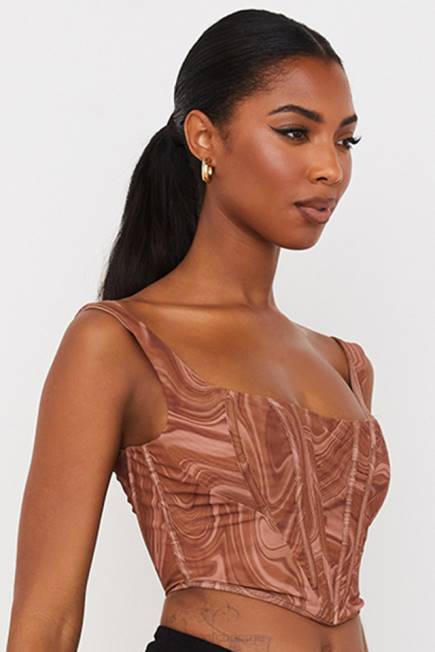 klær ninetta swirl print mesh korsett House of CB J6RL86