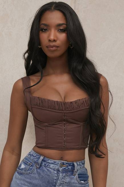 klær persephone chocolate rynket korsett topp House of CB J6RL91