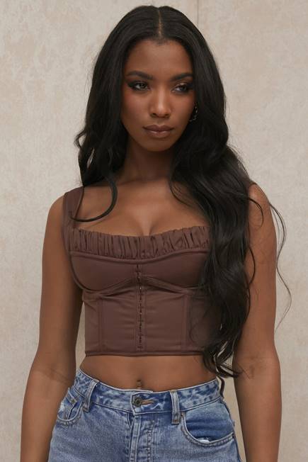 klær persephone chocolate rynket korsett topp House of CB J6RL91