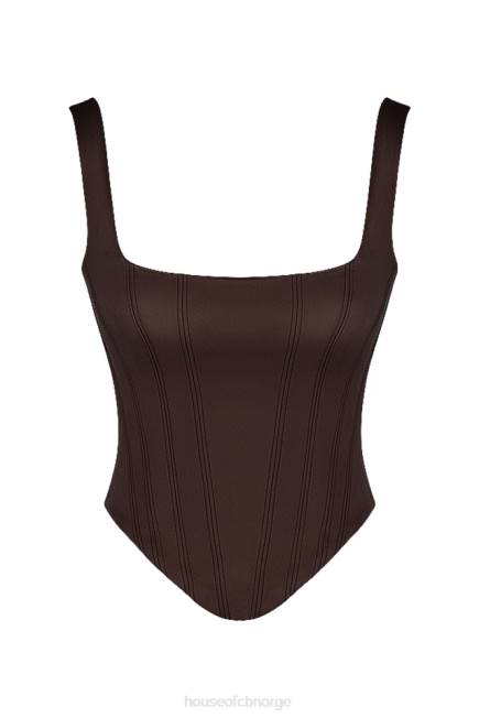 klær rafa chocolate satin longline korsett House of CB J6RL61