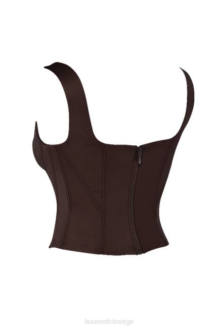 klær rafa chocolate satin longline korsett House of CB J6RL61
