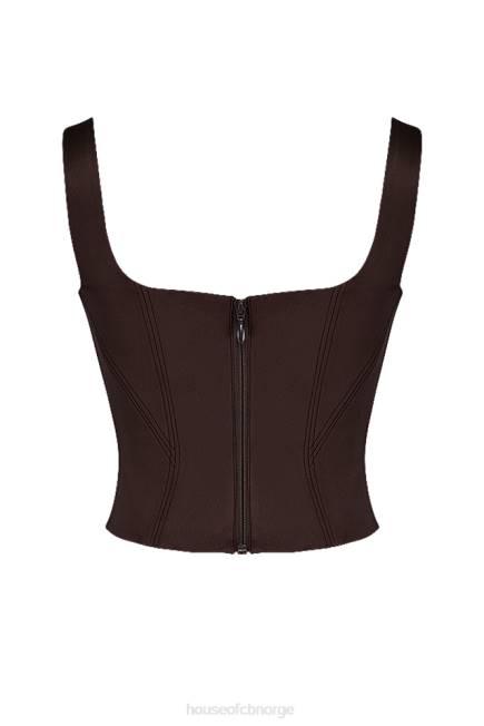 klær rafa chocolate satin longline korsett House of CB J6RL61