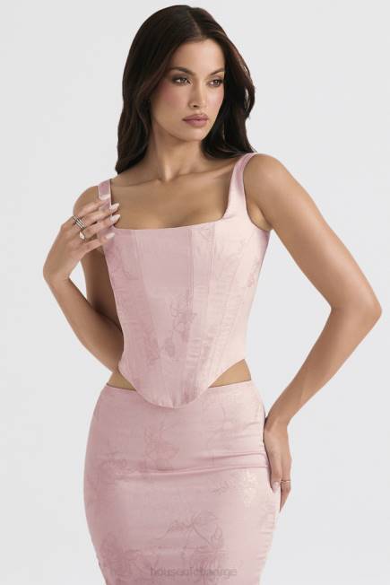 klær rafa rosa floral sateng longline korsett House of CB J6RL34