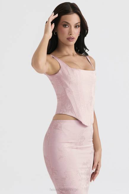 klær rafa rosa floral sateng longline korsett House of CB J6RL34