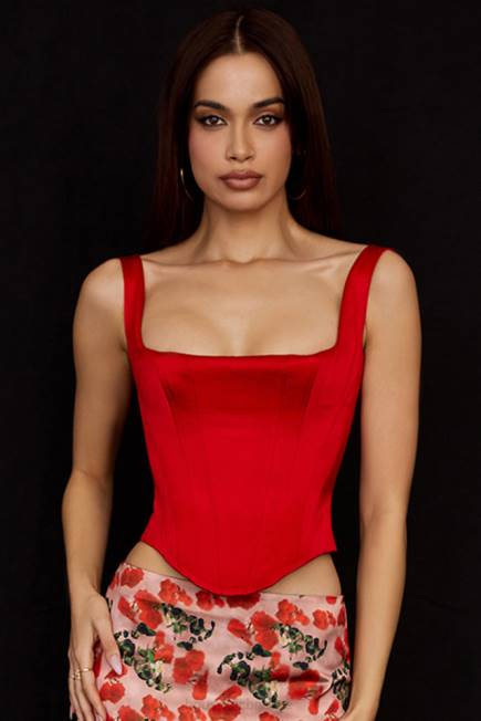 klær rafa scarlet sateng langlinekorsett House of CB J6RL62