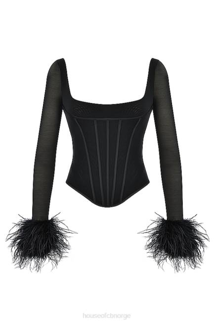 klær stella svart mesh trimmet korsett House of CB J6RL70