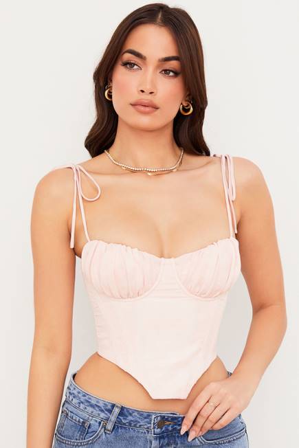 klær willow baby rosa chiffon rynket byste beskåret korsett House of CB J6RL81